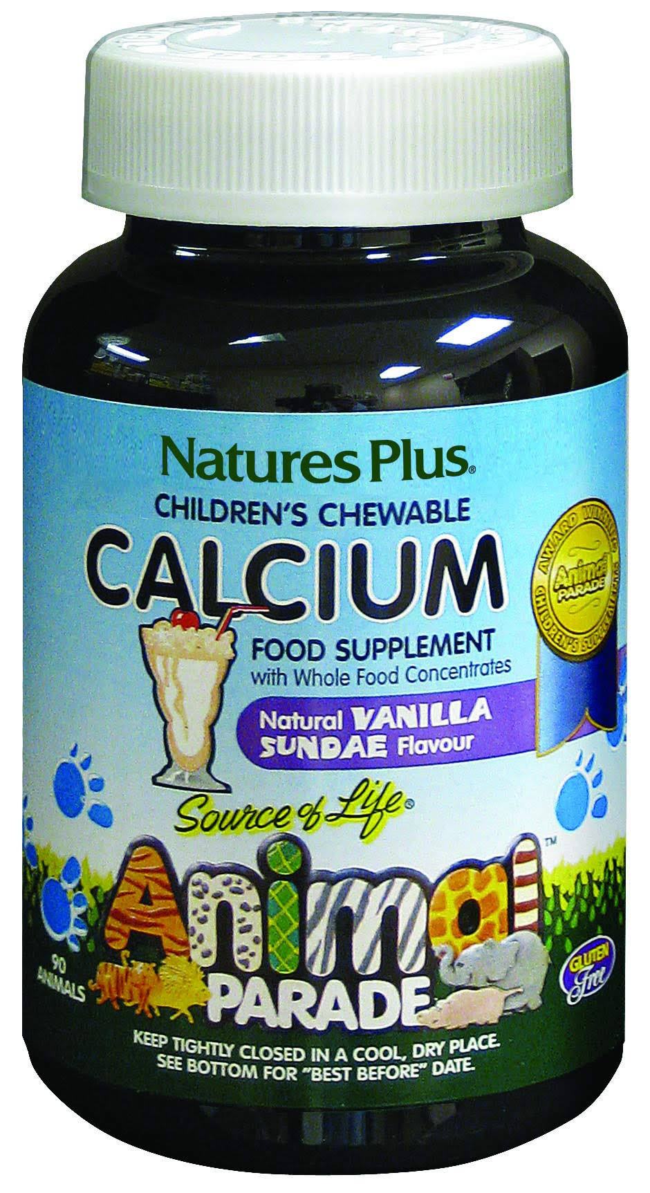Nature's Plus Animal Parade Calcium Chewable Supplement - Natural Vanilla Sundae, 90 Animals