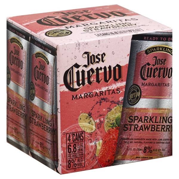 Jose Cuervo Margaritas, Sparkling Strawberry - 4 cans – 6.8 fl oz (200 ml)
