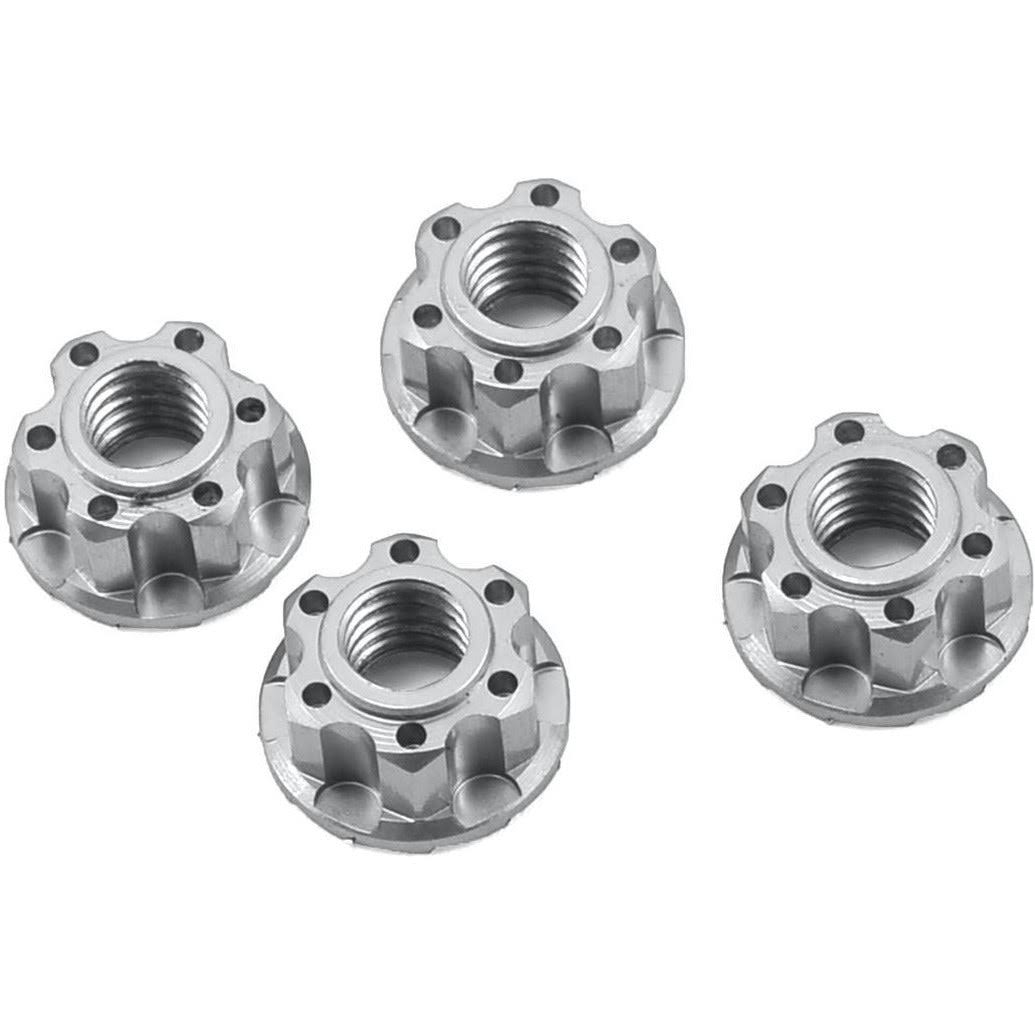 Yeah Racing 4mm Aluminum Serrated Wheel Lock Nut (4) (Silver)