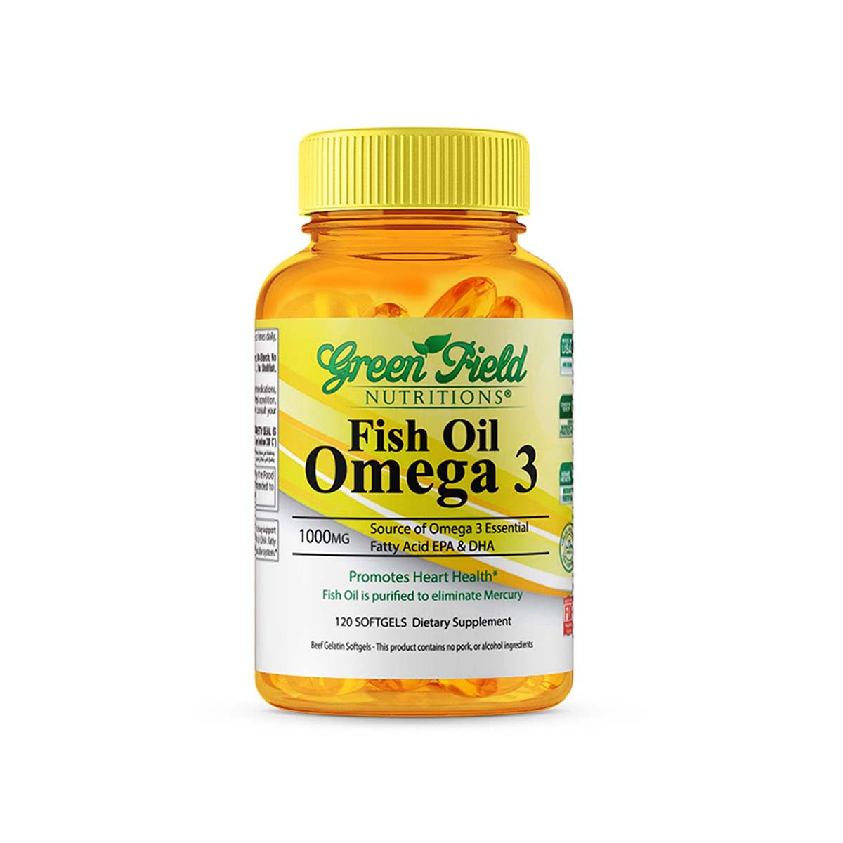 Greenfield Nutritions Fish Oil Omega-3 Dietary Supplement - 1000mg, 120 Softgels