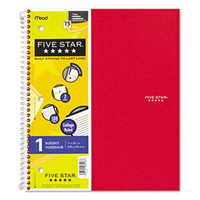 Mead Five Star College Notebook - 100 Sheets, 1 Subject, Ruled