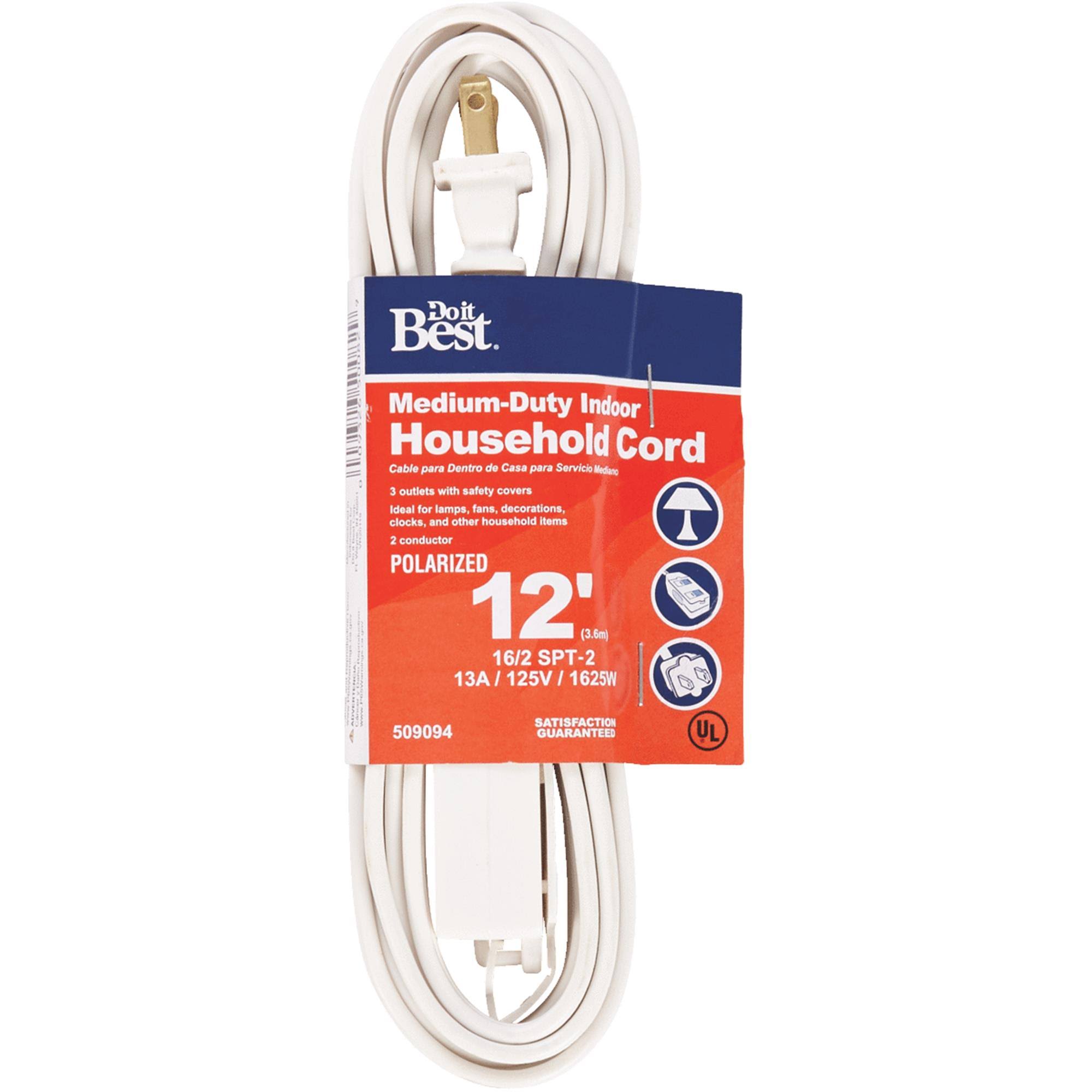 Do it Indoor Household Cord - White, 12'