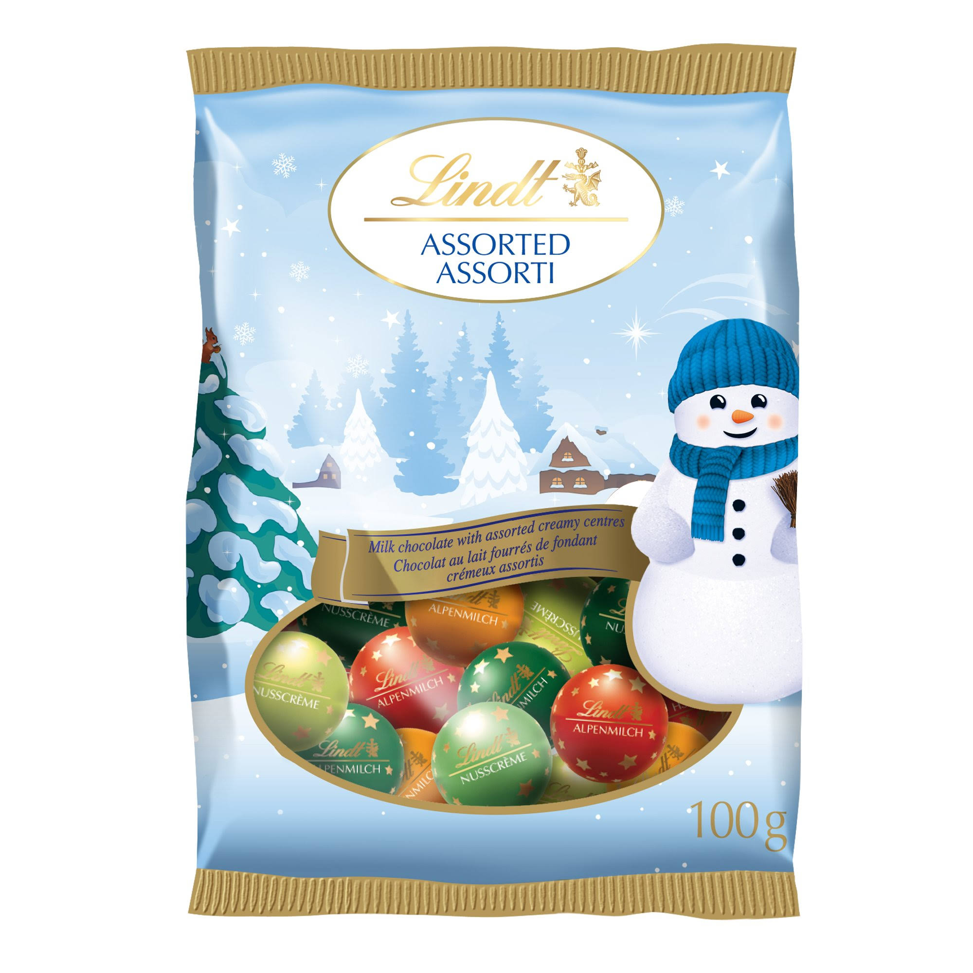 Lindt Holiday Magic Assorted Milk Chocolate Mini Balls, 100-Gram Bag