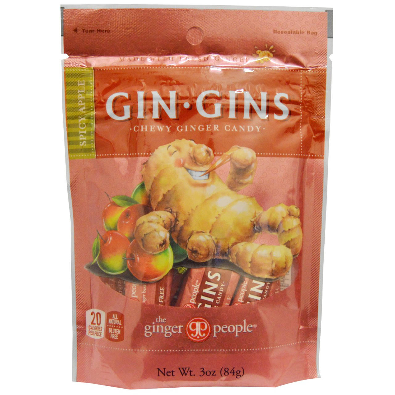 The Ginger People Gin Gins Spicy Apple Chewy Ginger Candy - 3oz