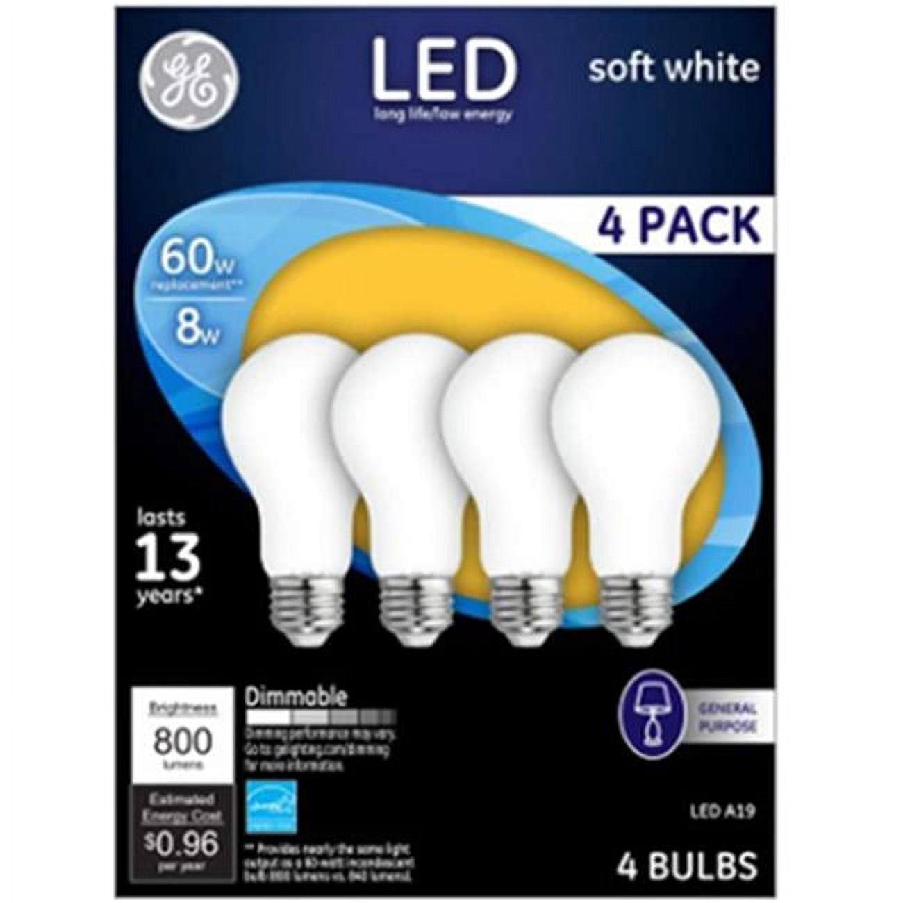 GE LED 60W Soft White General Purpose A19 Light Bulbs 4pk