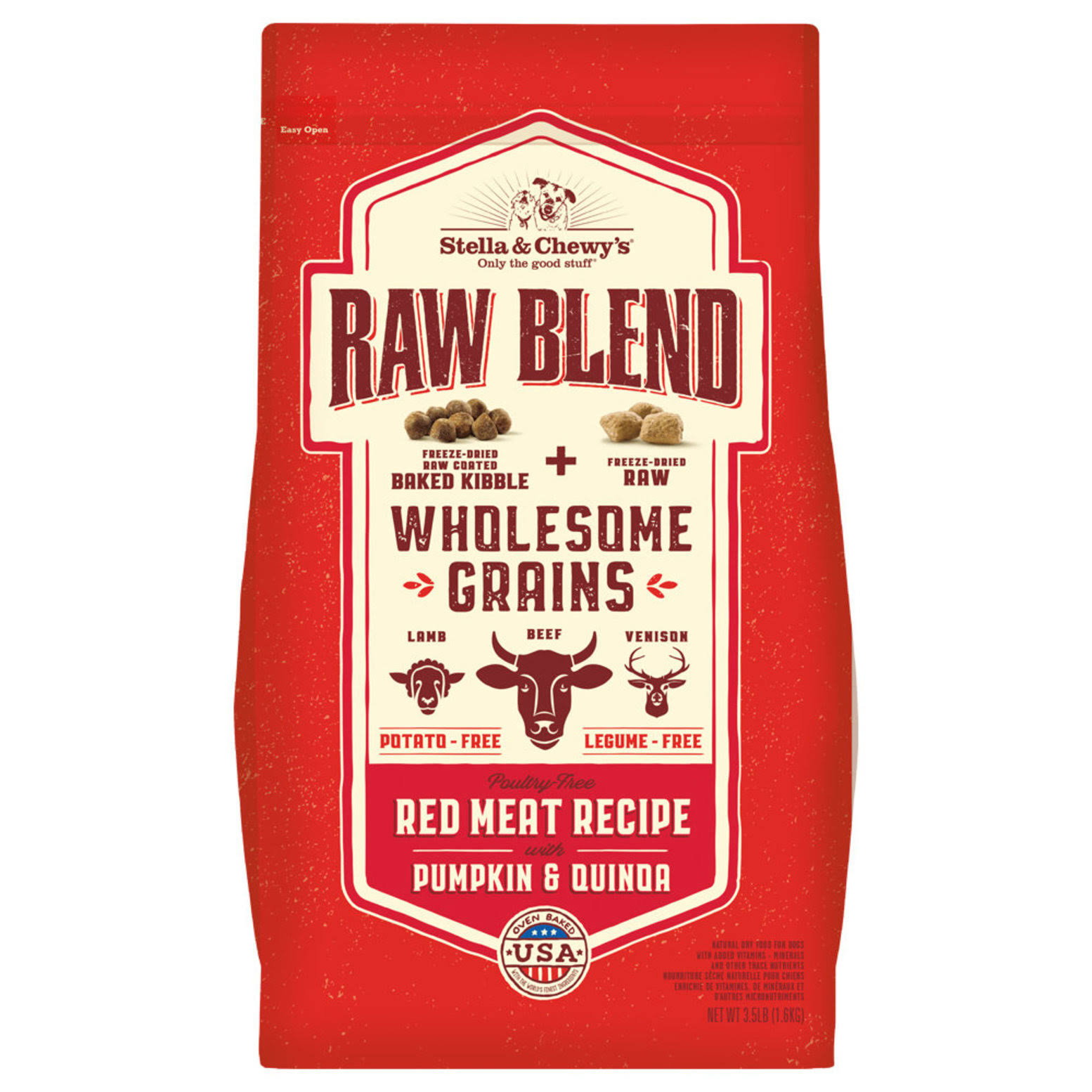Stella & Chewy's Dog Raw Blend Kibble With Wholesome Grains Red Meat Recipe | Dog Food | Size: 9.98 kg