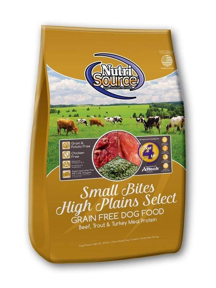 NutriSource Small Bites High Plains Select Grain Free Dog Food 15 lbs