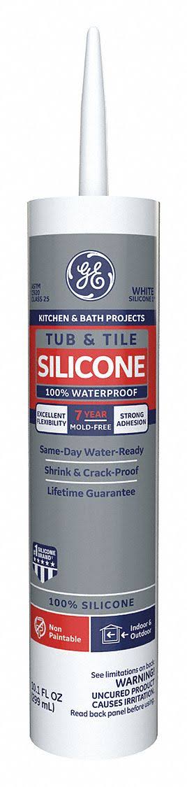 GE Tub & Tile Silicone Kitchen & Bath Caulk - White, 10.1 oz