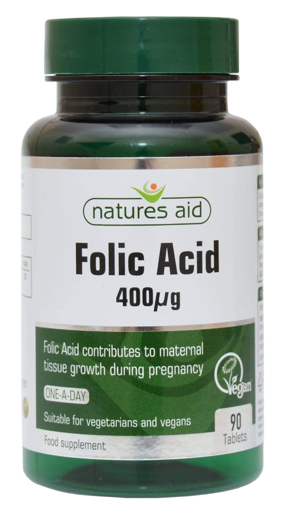 Natures Aid Folic Acid - 500mg, 90 Tablets