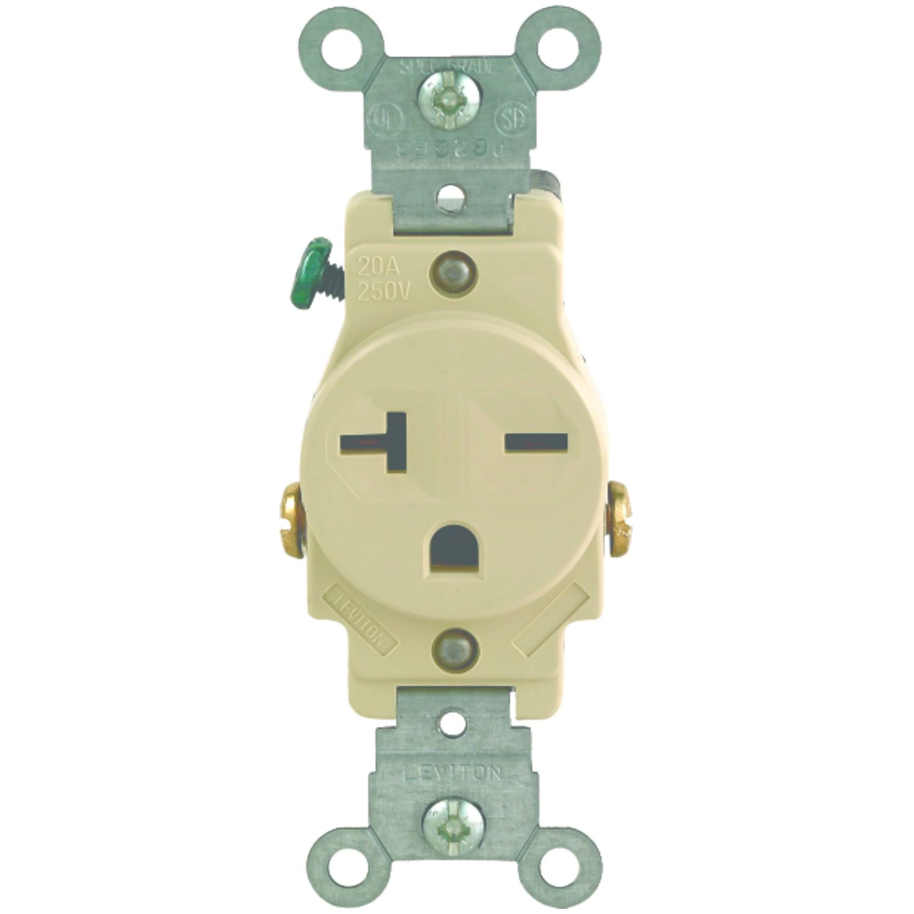 Leviton Mfg S01-05821-0is Straight Blade Single Receptacle - Ivory, Commercial Grade