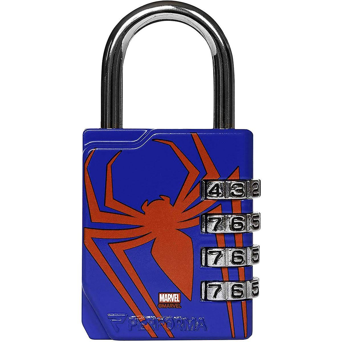 Performa Ultra Premium Embossed 4-Dial Combination Gym Lock - Spider-Man One Size