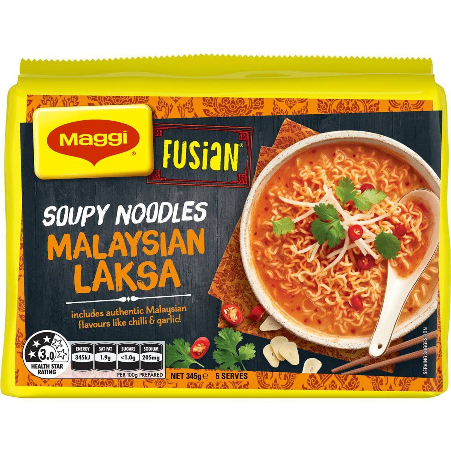 Maggi Fusian Malaysian Laksa Flavour Instant Noodles 5 Pack