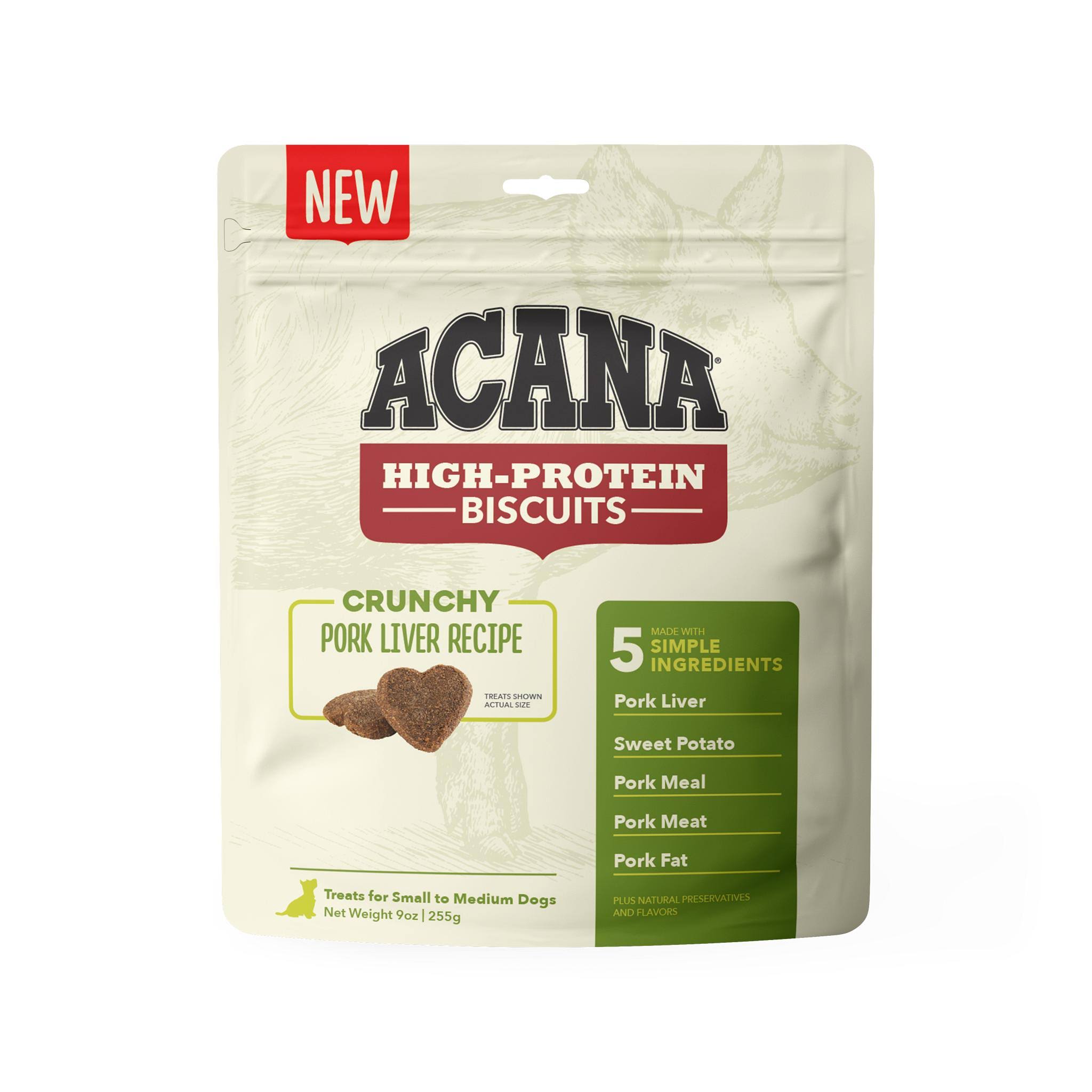 ACANA Crunchy Biscuits Dog, High-Protein, Treats Pork Liver Recipe, Small, 9 Ounces