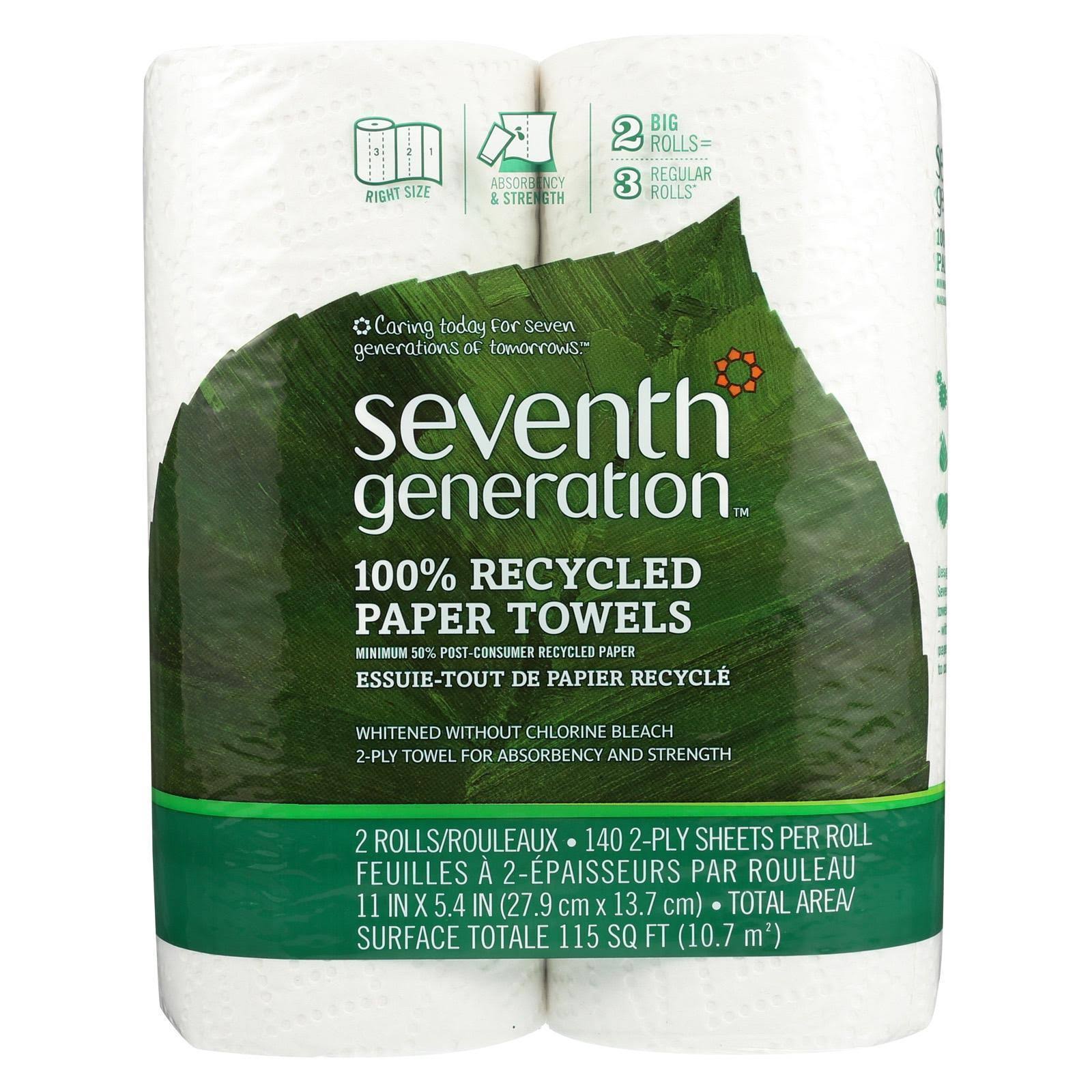 Seventh Generation 100% Recycled Paper Towels - White, 2 Rolls