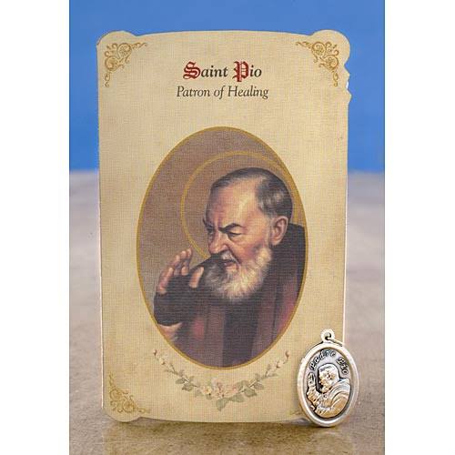 Saint Pio Holy Card with Medal for General Healing