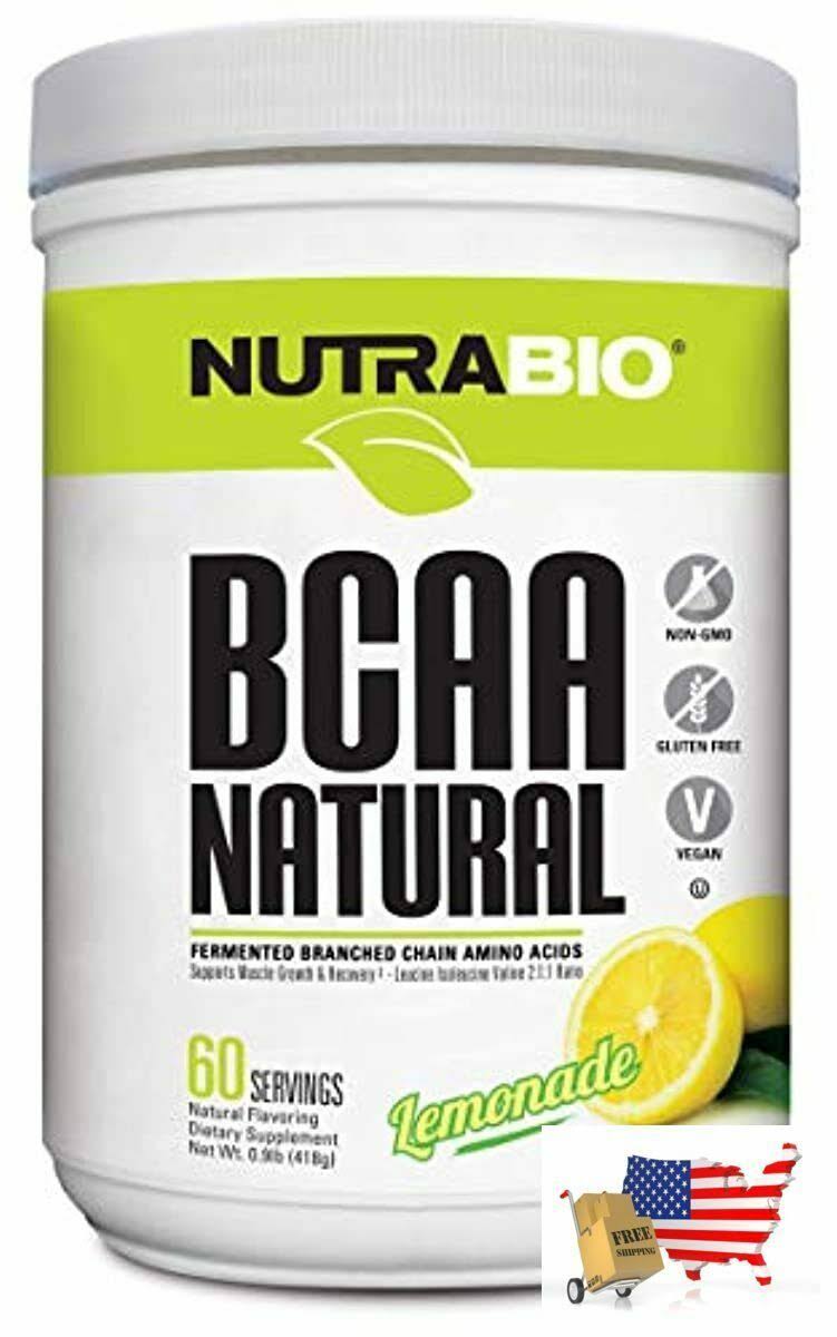NutraBio BCAA Powder - Natural Lemonade, 400g, 60 Servings