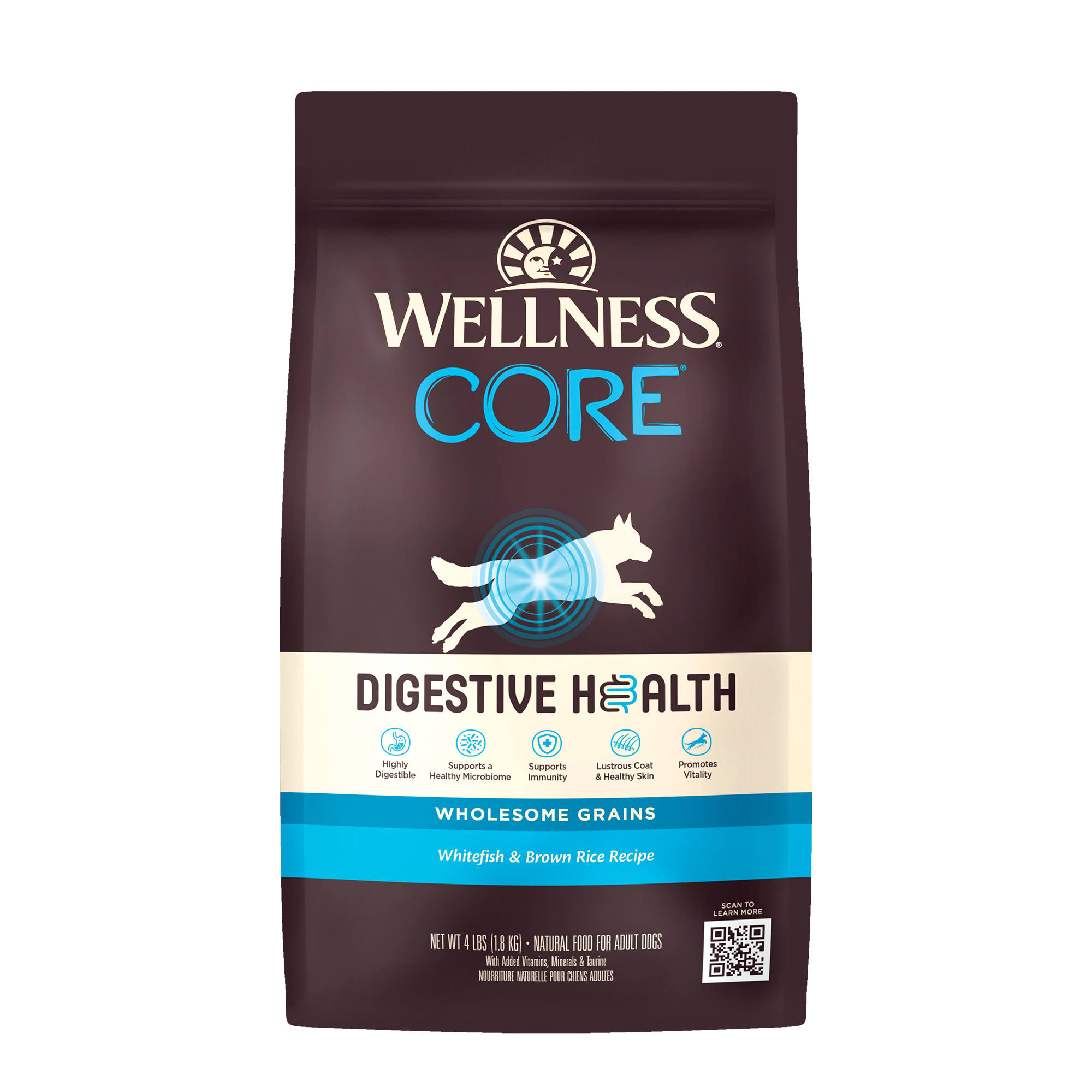 CORE Digestive Health Whitefish & Brown Rice - Dry Dog Food - Wellness 4lb