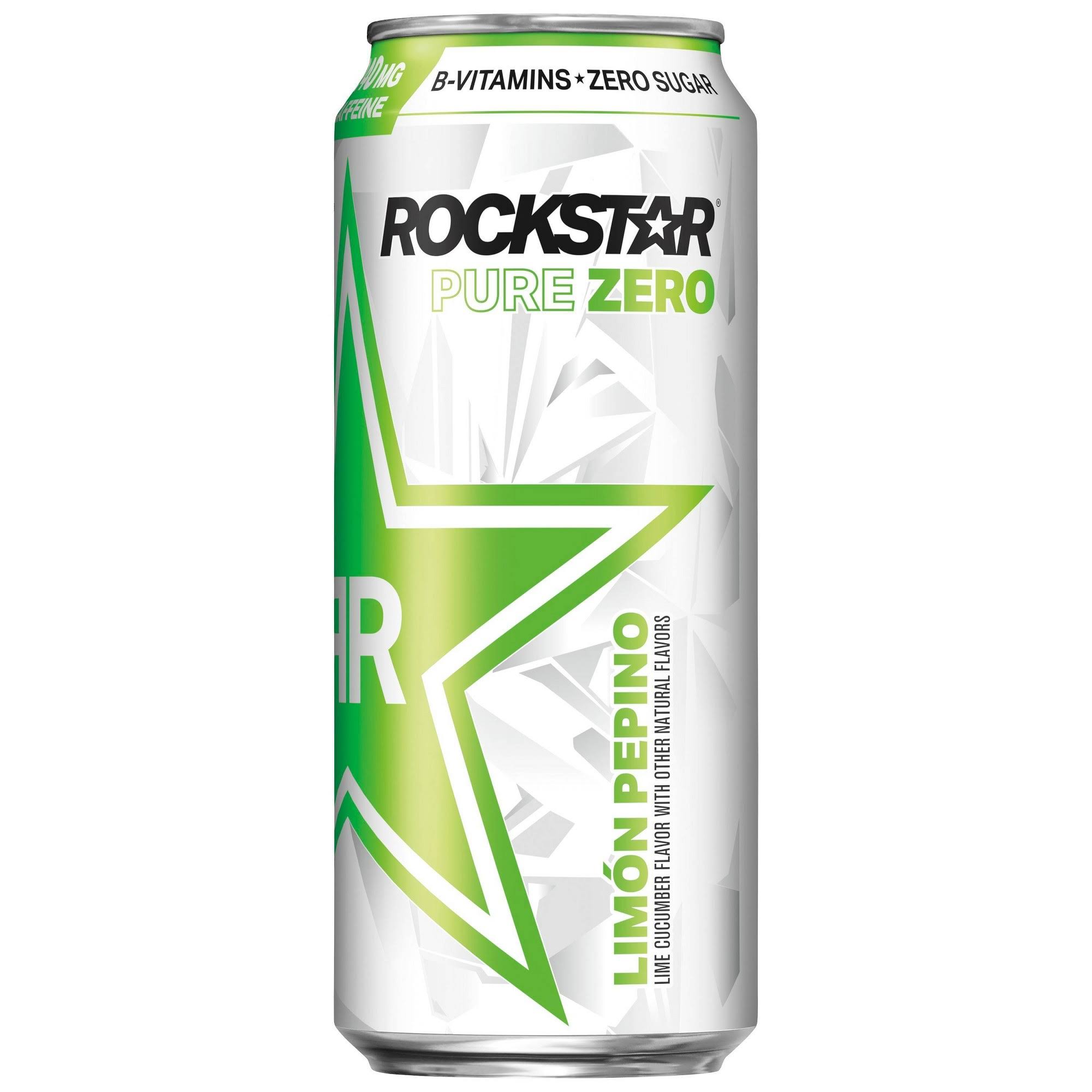 Rockstar Pure Zero Energy Drink, Lime Cucumber, 16 fl oz