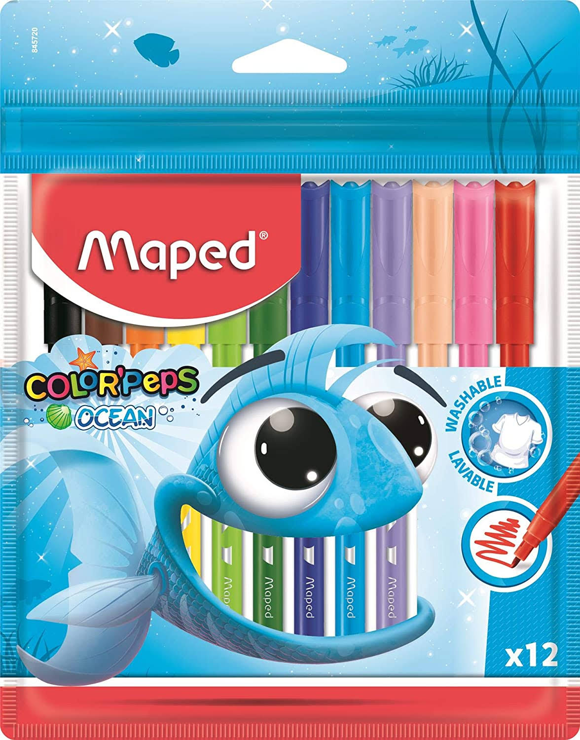 Maped Color'Peps Ocean Felt Tip Pens - 12 Colours