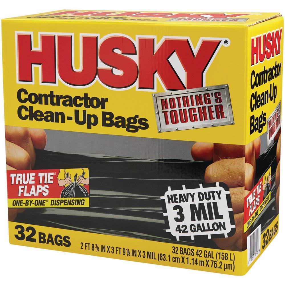 Husky Contractor Clean-Up Bags - 42 Gallons, 32ct