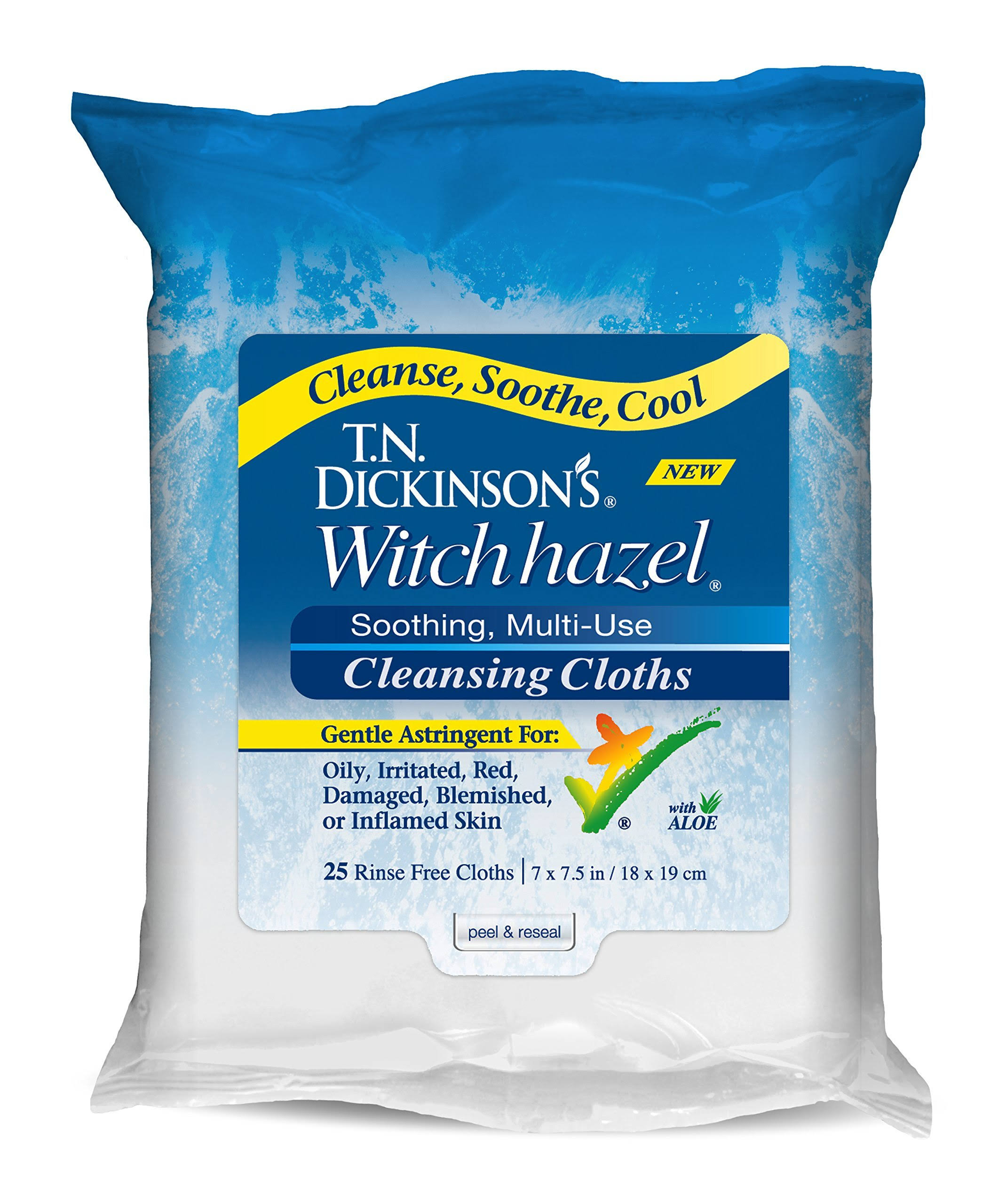 T.N. Dickinson's Witch Hazel Rinse Free Cleansing Cloths - 25ct
