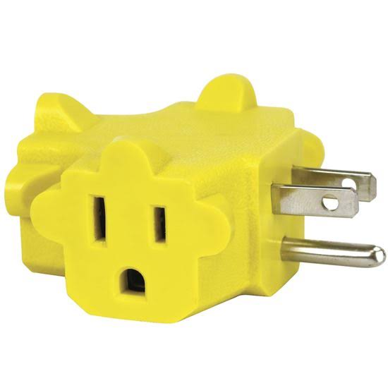 Power Zone Triple 90 Degree Outlet Adapter - Yellow