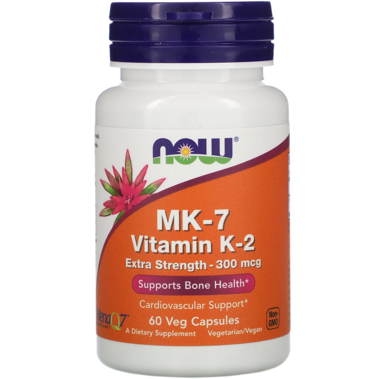 Now Foods MK-7 Vitamin K-2 Extra Strength 300 mcg 60 Veg Capsules