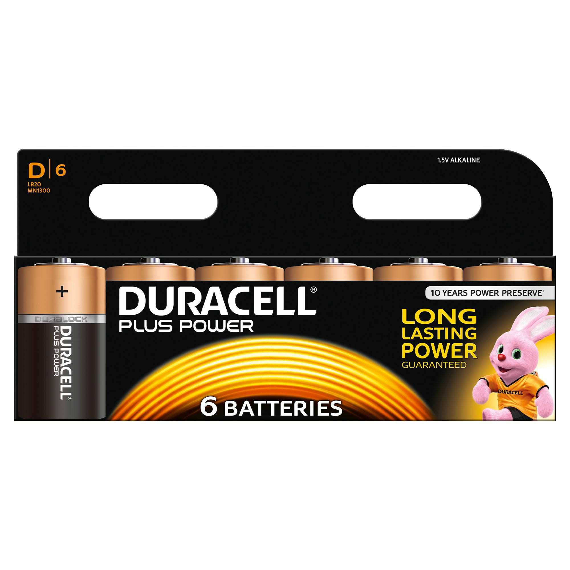 Duracell Plus Power D Alkaline Batteries - 6pk