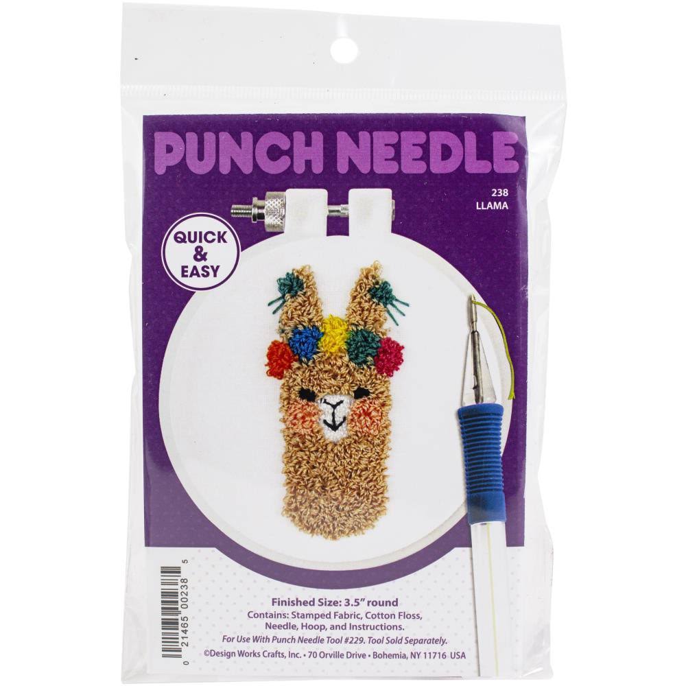 Design Works Punch Needle Kit 3.5" Round-Llama
