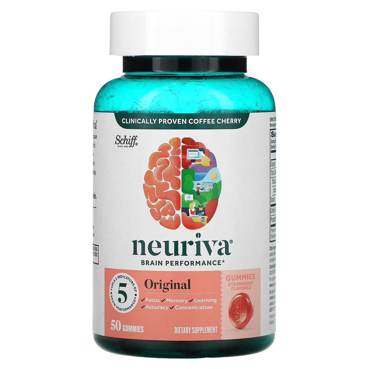 Neuriva Original Brain Performance Strawberry Gummies, 50 Count