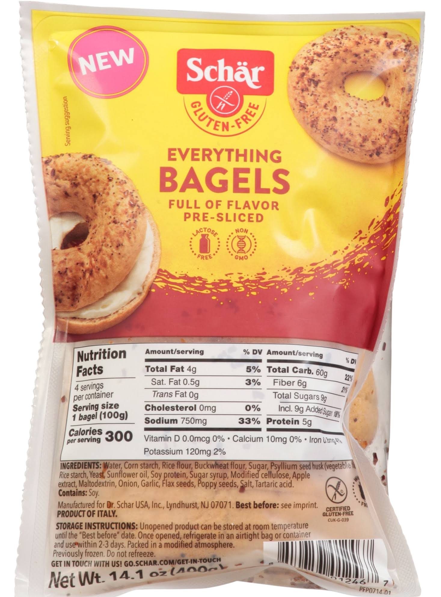 Schar Gluten-Free Bagels, Everything - 14.1 oz
