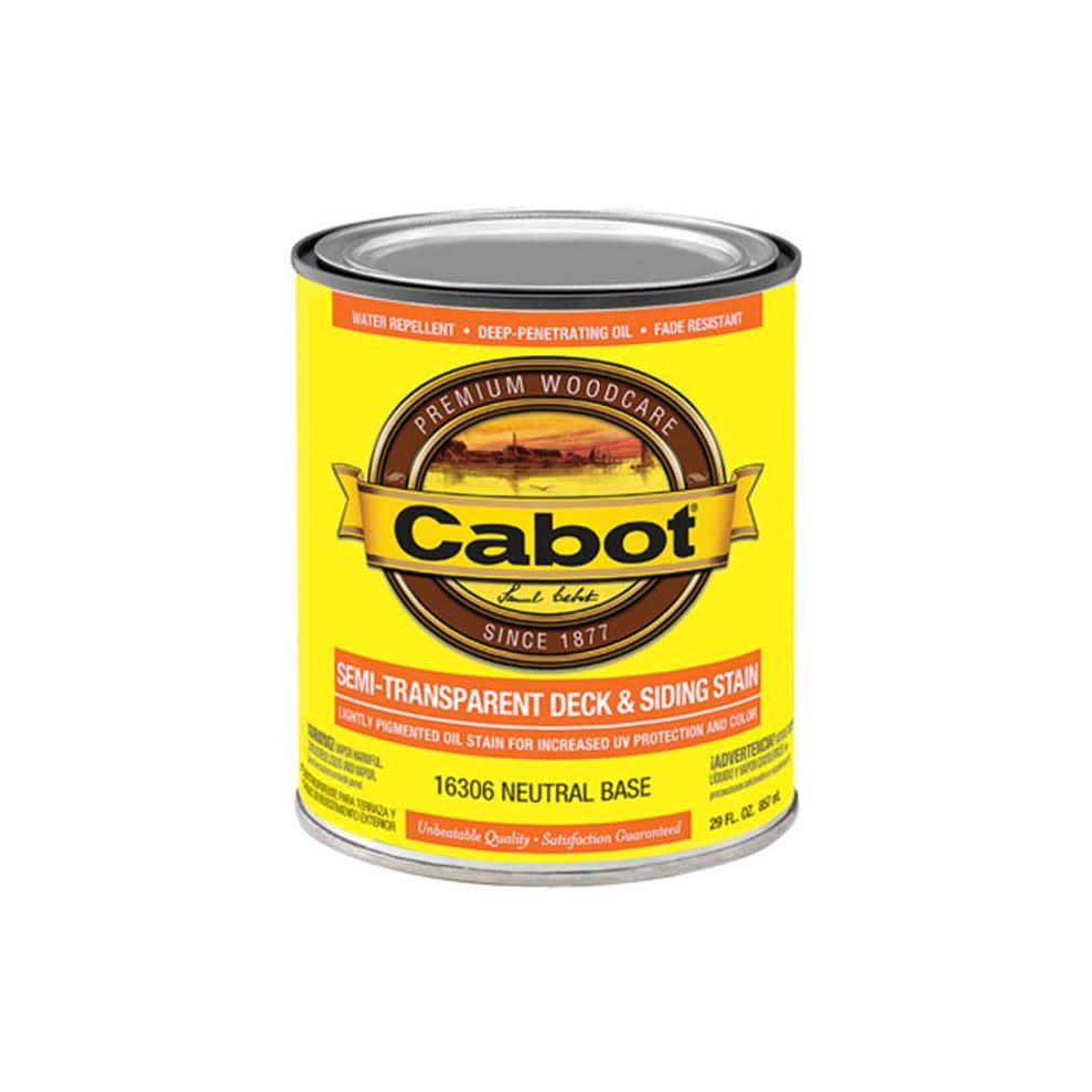 Cabot Semi Transparent Deck and Siding Stain - Neutral Base, 1 Quart