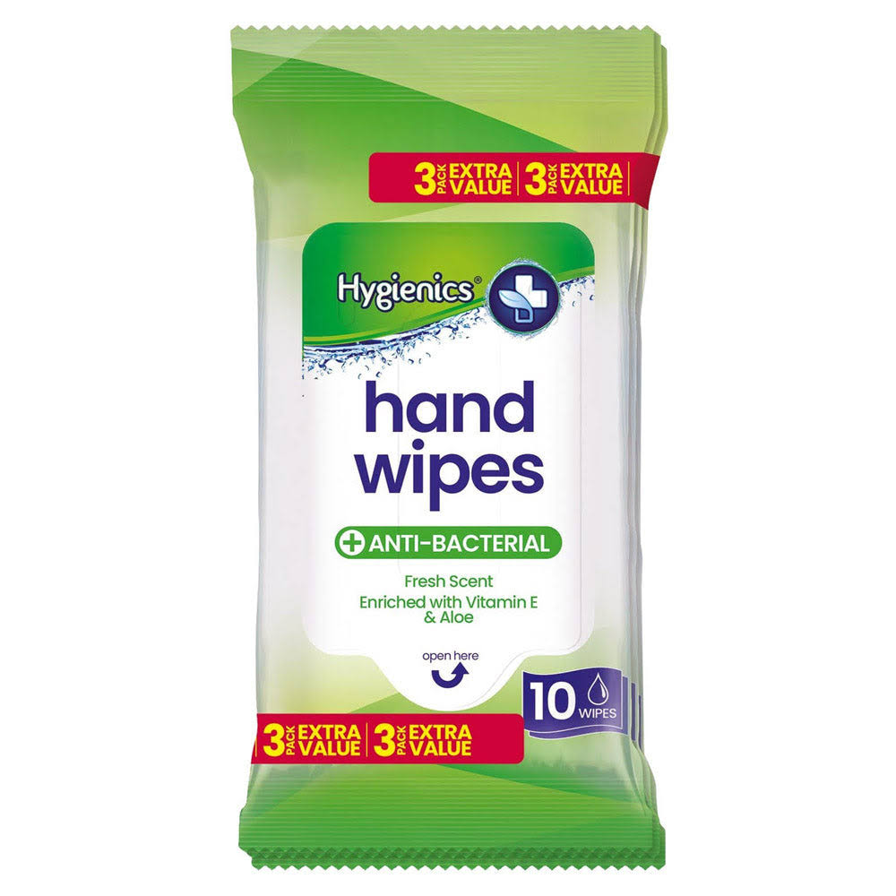 Hygienics Hand Wipes 10 Wipes - 3 Pack