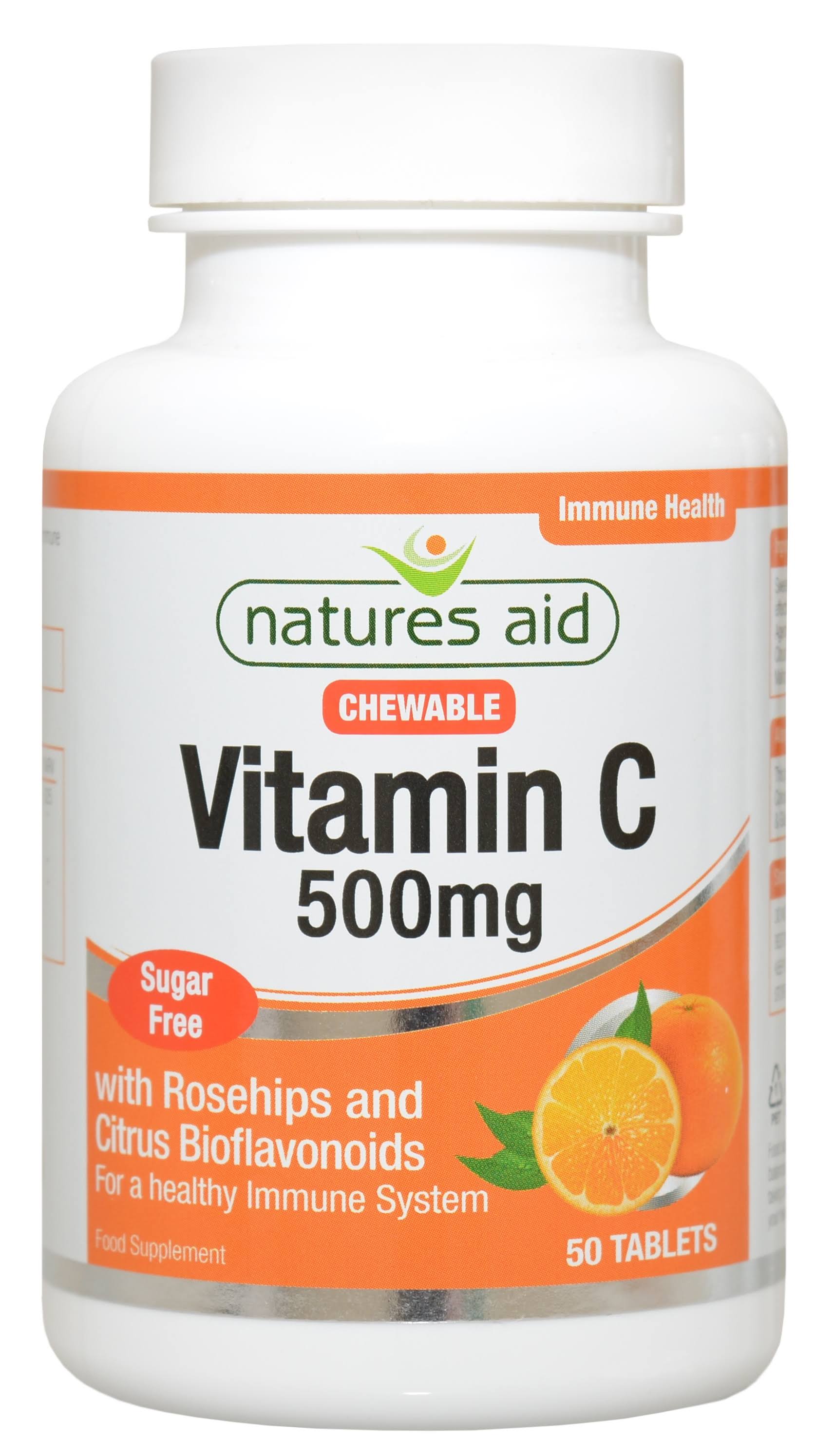 Natures Aid Chewable Sugar Free Vitamin C 500mg - 50 Tablets