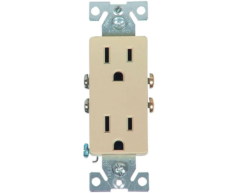 Cooper Wiring Duplex Receptacle - Ivory, 15A, 2 Pole, 3 Wire, 12V