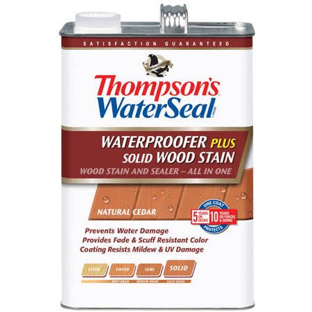 Thompson's Waterseal Waterproofing Stain, Solid, 1 gal, Natural Cedar
