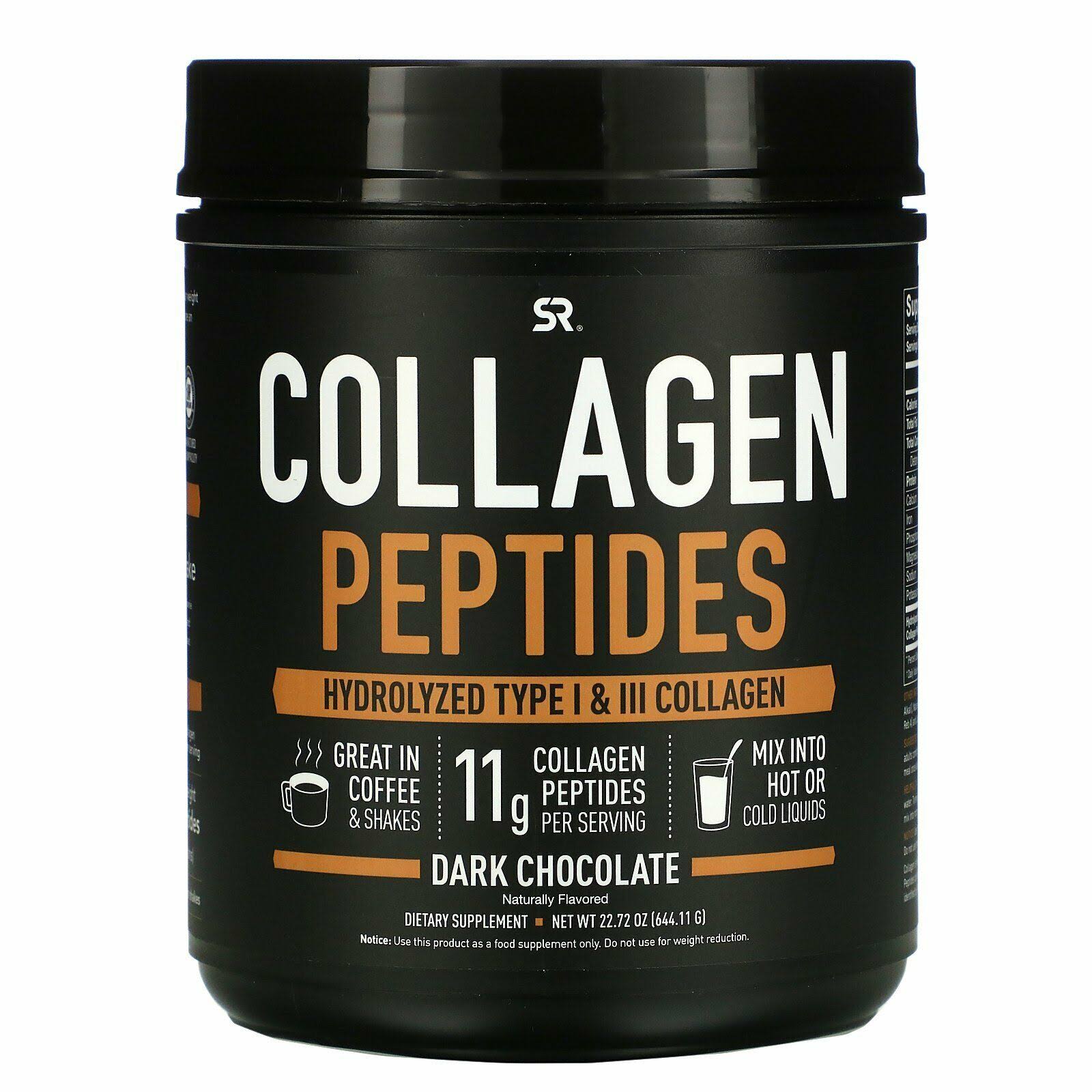 Sports Research Premium Collagen Peptides Powder Supplement - Dark Chocolate, 22.7oz