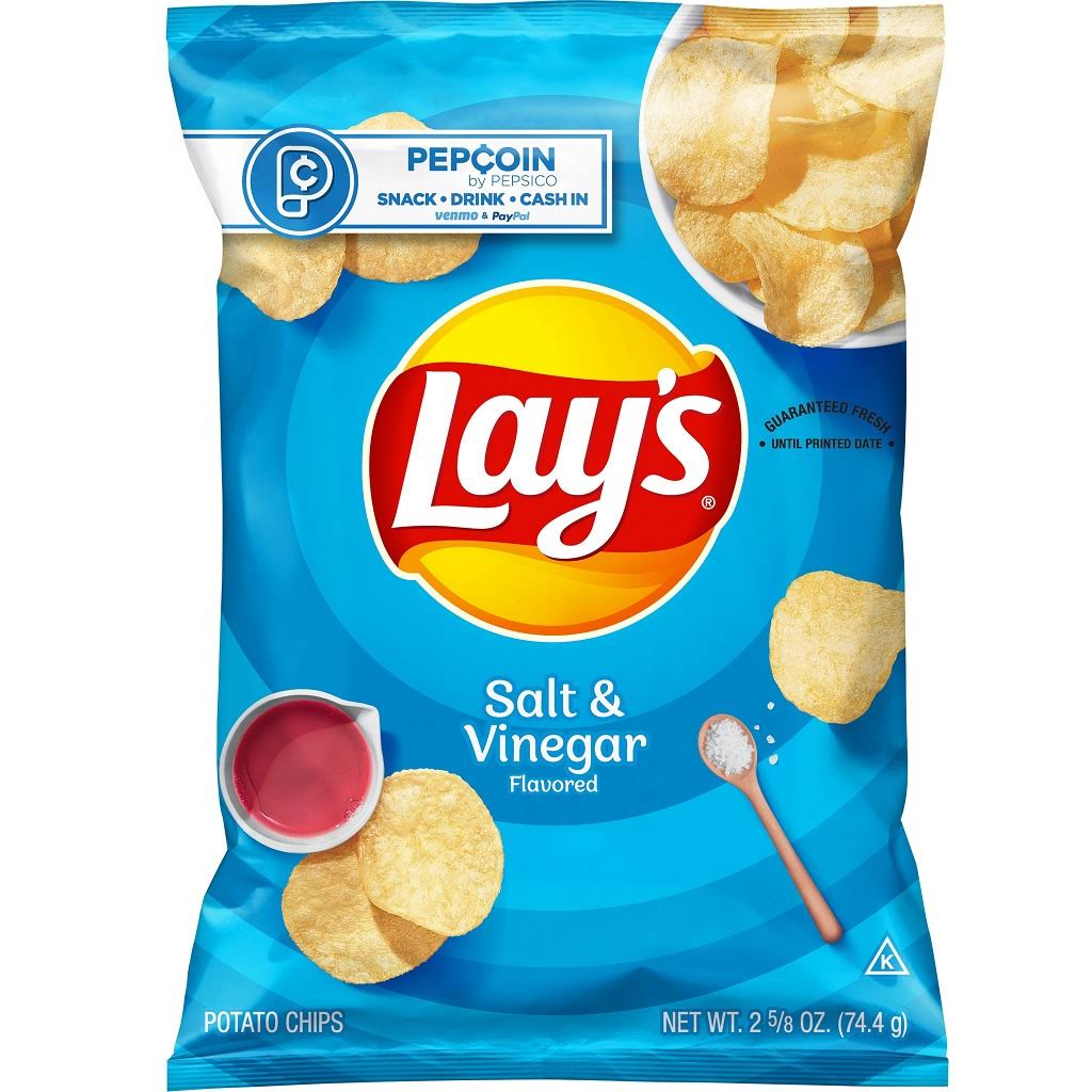 Lay's Potato Chips, Salt & Vinegar Flavored - 2.625 oz