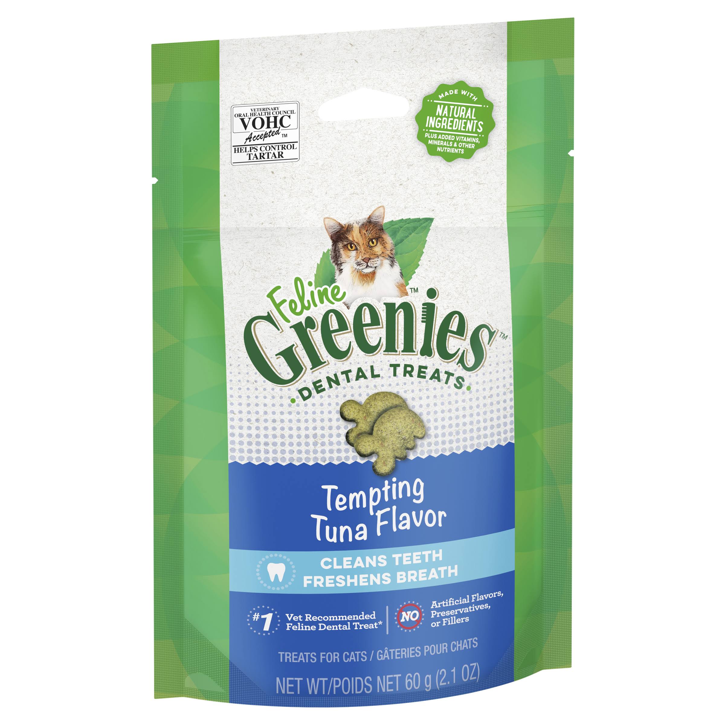 Greenies Feline Dental Treats Tempting Tuna Flavor, 2.1 oz (Pack of 1)