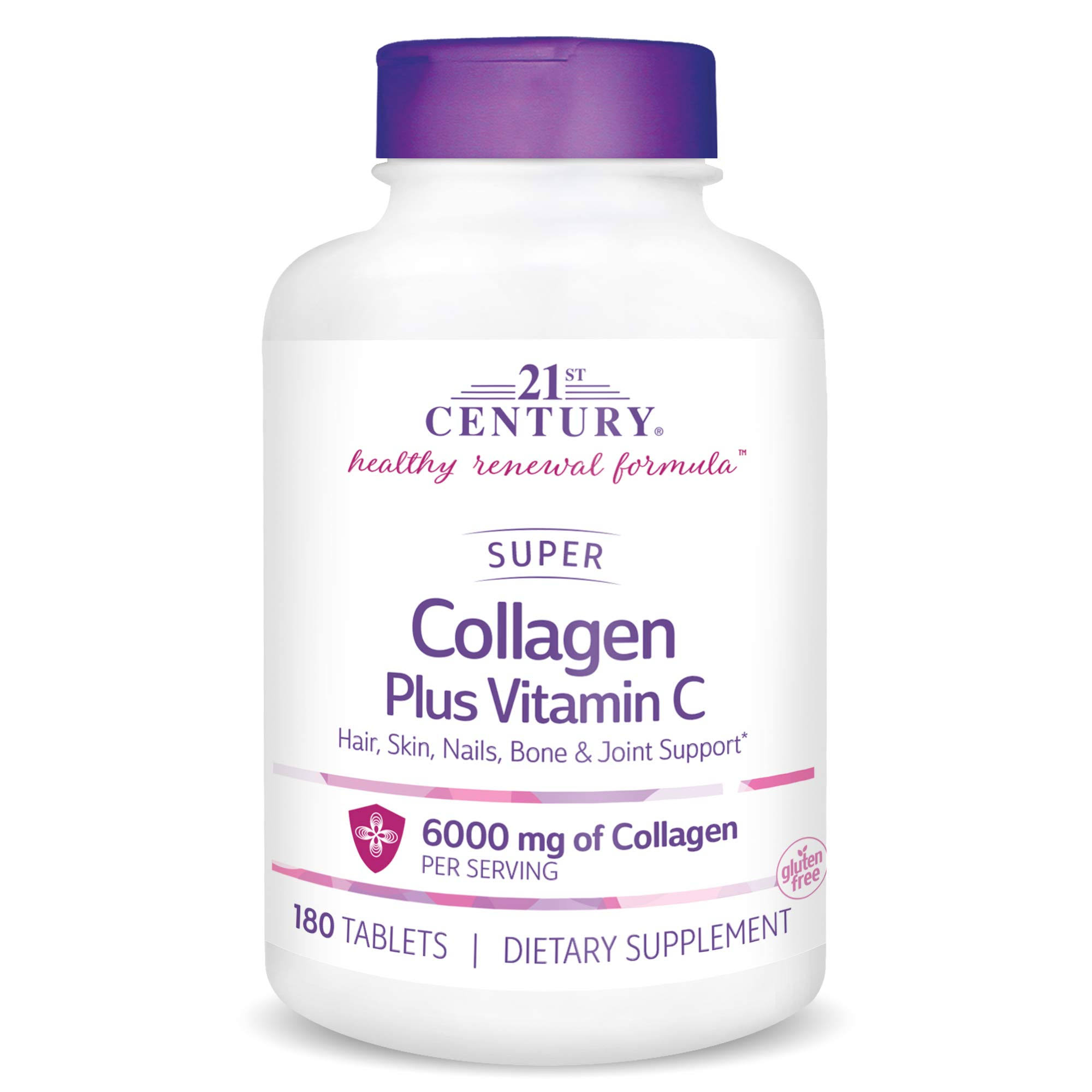 21st Century Super Collagen Plus Vitamin C, 6,000 mg, 180 Tablets