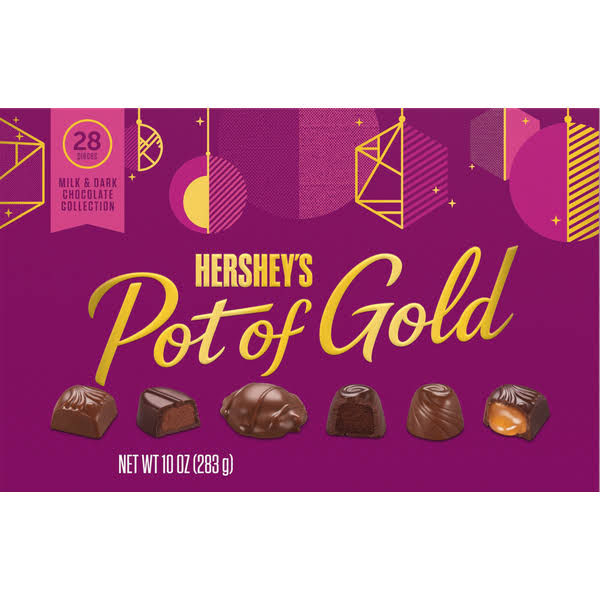 Hershey's Pot of Gold Chocolates, Milk & Dark Chocolates, Collection - 28 pieces, 10 oz