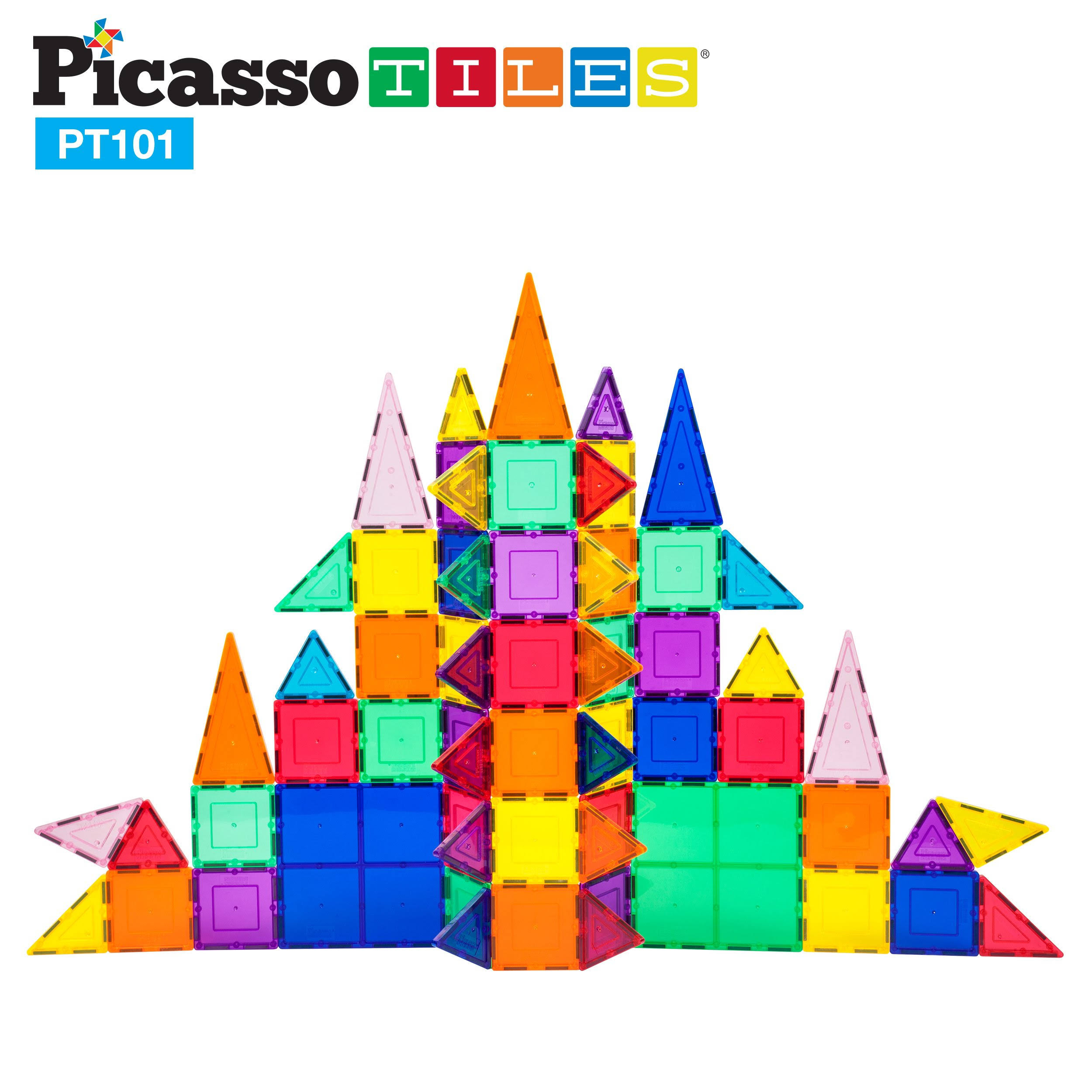 PicassoTiles Magnetic Tiles 101 Piece Building Set