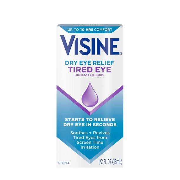 Visine Sterile Tired Dry Eye Relief Lubricant Eye Drops - 15ml