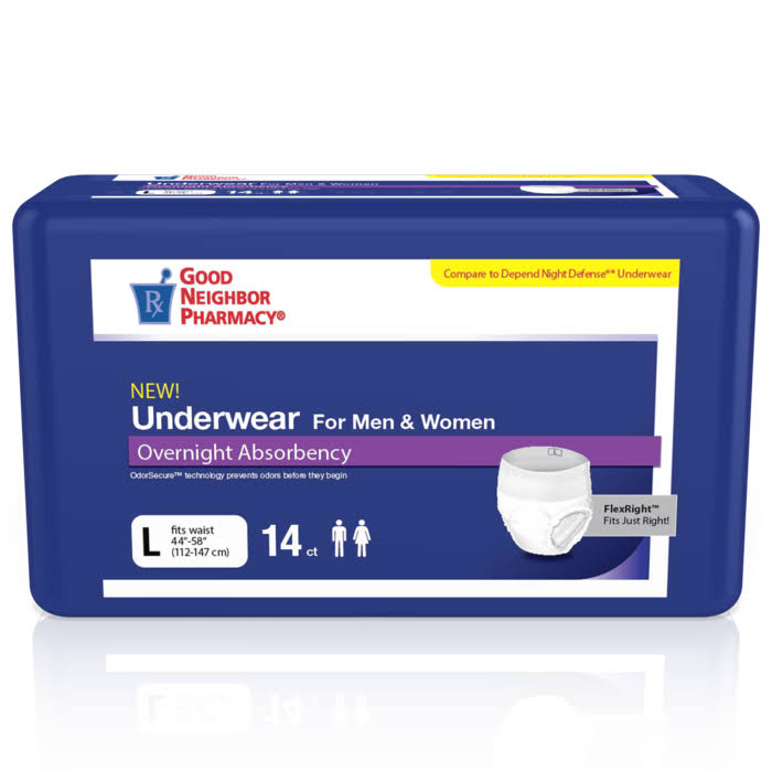 GNP Underwear for Men & Women Overnight Absorbency Lg, 4 Packs of 14