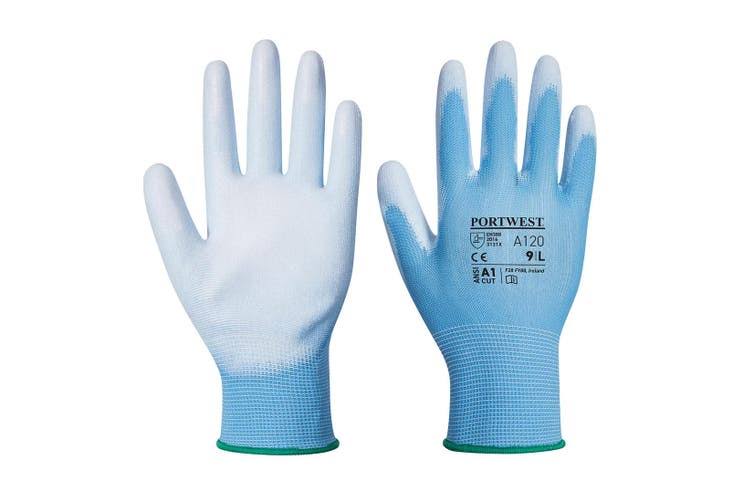 Blue PU Palm Safety Gloves 12 Pairs - 8/Medium