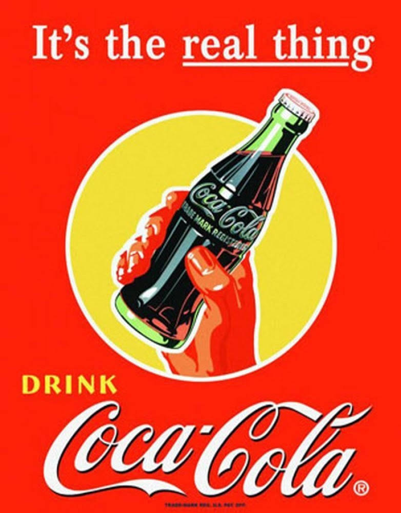 Coca Cola Real Thing Vintage Retro Metal Tin Wall Plaque Sign