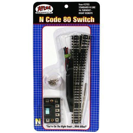 Atlas 2705 N Scale Code 80 Remote Switch - #6, Right Hand, Black