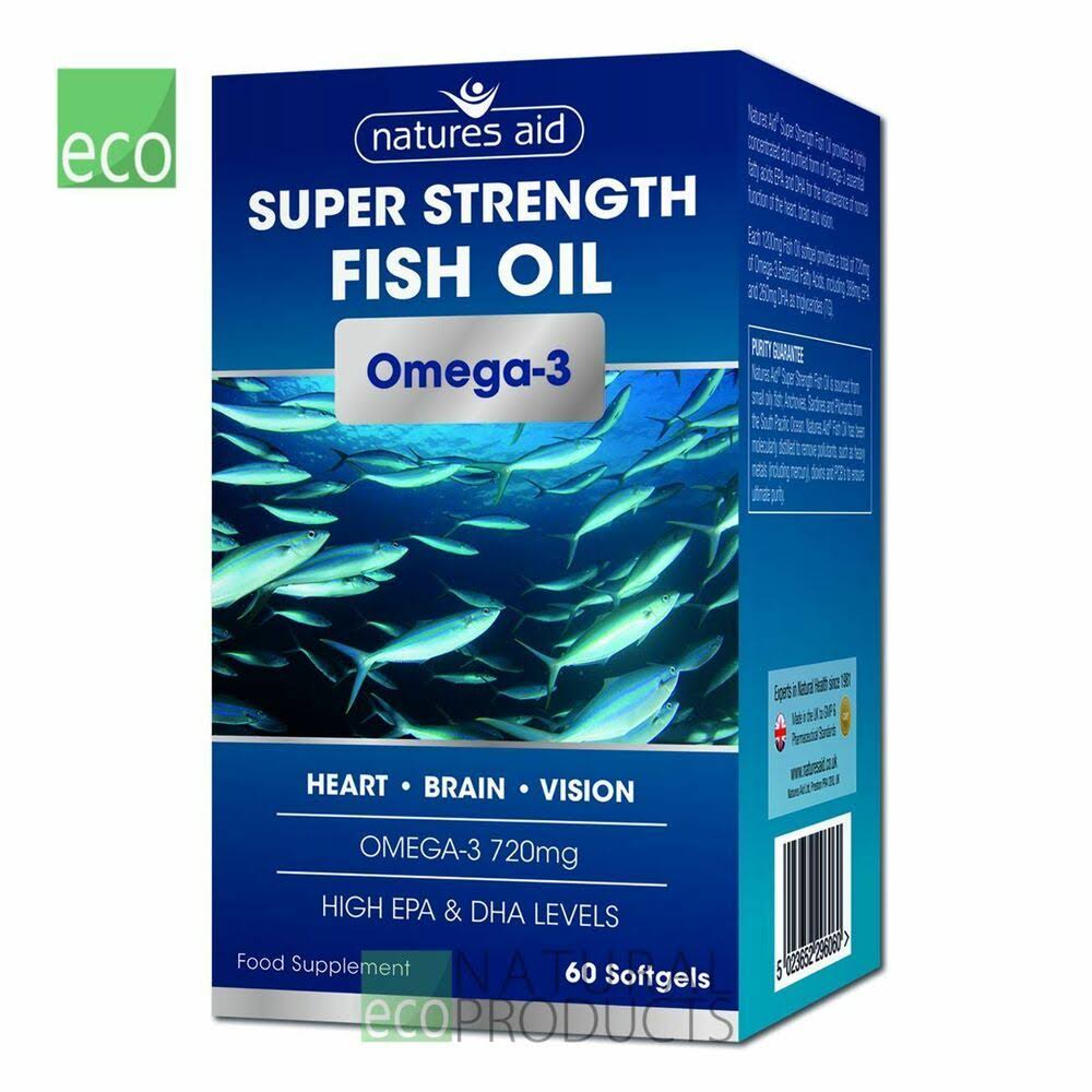 Natures Aid Super Strength Fish Oil Omega-3 Capsules - 720mg, 60ct