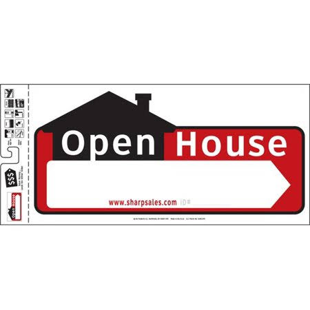 Hy-Ko SSP203 Open House Directional Sign - 10"x 12", 3pc