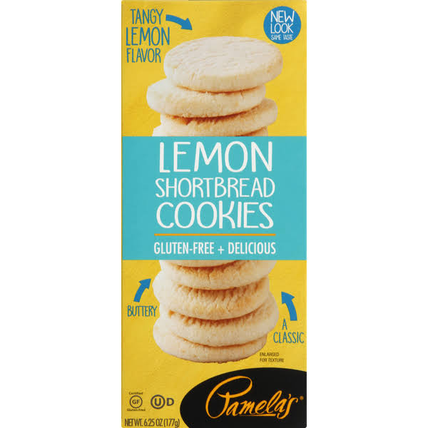 Pamelas Cookies, Shortbread, Lemon - 6.25 oz